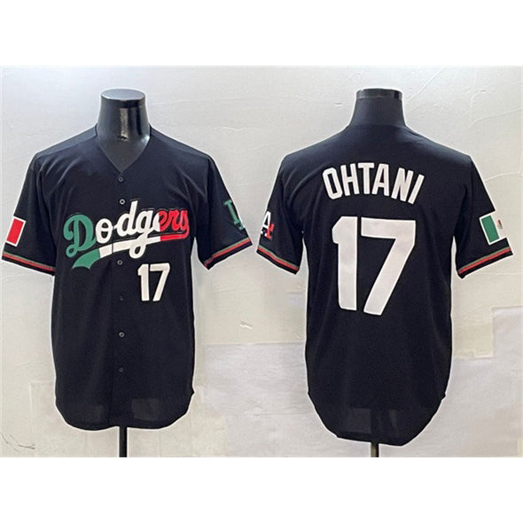 Los Angeles Dodgers #17 Shohei Ohtani Black BUTLER Mexico Flag Limited Stitched Jersey