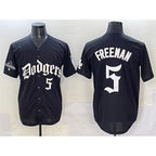 Los Angeles Dodgers #5 Freddie Freeman Black BUTLER 2025 LA Gothic Style With 2024 World Series Champions Patch Vapor Premier Limited Stitched Jersey