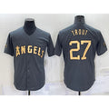 Los Angeles Angels #27 Mike Trout Grey BUTLER 2022 All Star Stitched Cool Base Jersey