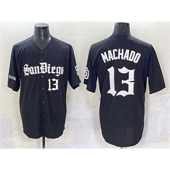 San Diego Padres #13 Manny Machado Black BUTLER Gothic Edition Vapor Limited Stitched Jersey