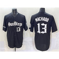 San Diego Padres #13 Manny Machado Black BUTLER Gothic Edition Vapor Limited Stitched Jersey