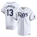 Tampa Bay Rays #13 Junior Caminero White BUTLER Home Limited Player Jersey
