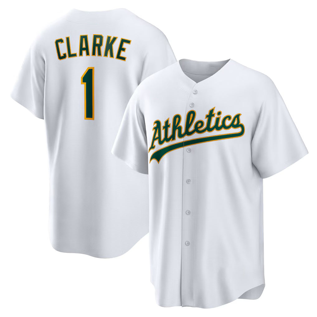 Oakland Athletics #1 Denzel Clarke White BUTLER Home Replica Jersey