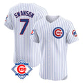 Chicago Cubs #7 Dansby Swanson Player White BUTLER 150th Anniversary Limited Elite Home Game Stitched Jerseys