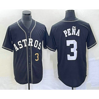 Houston Astros #3 Jeremy Pena Number Black BUTLER Cool Base Stitched Jersey
