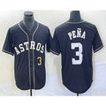 Houston Astros #3 Jeremy Pena Number Black BUTLER Cool Base Stitched Jersey