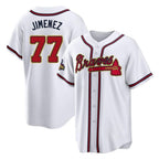 Atlanta Braves #77 Joe Jimenez Player White Gold BUTLER Home Game Stitched Jerseys