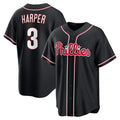 Philadelphia Phillies #3 Bryce Harper Fashion Black BUTLER Out Stitched Baseball Jersey