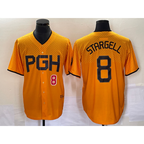 Pittsburgh Pirates #8 Willie Stargell Number Gold BUTLER 2023 City Connect Stitched Jersey 3