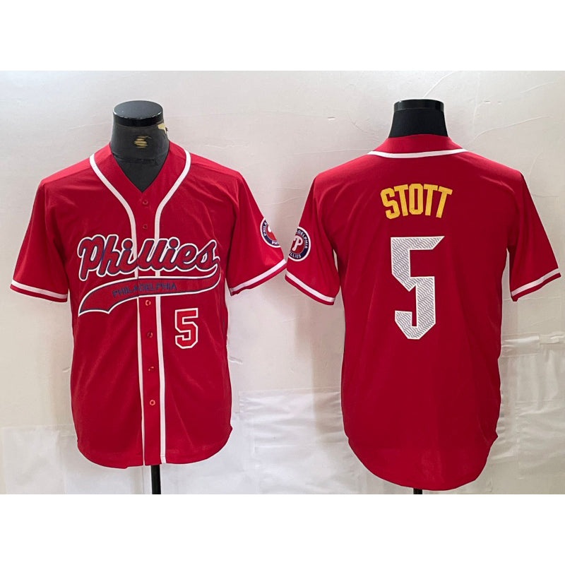 Philadelphia Phillies #5 Bryson Stott Number Red BUTLER Cool Base Stitched Jerseys