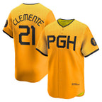 Pittsburgh Pirates #21 Roberto Clemente Gold BUTLER City Connect Limited Player Jersey