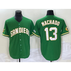 San Diego Padres #13 Manny Machado Green BUTLER Cool Base Stitched Jersey 2