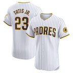 San Diego Padres #23 Fernando Tatis Jr. White BUTLER Home Elite Jersey