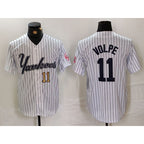 New York Yankees #11 Anthony Volpe White BUTLER Pinstripe Fashion Cool Base Jerseys