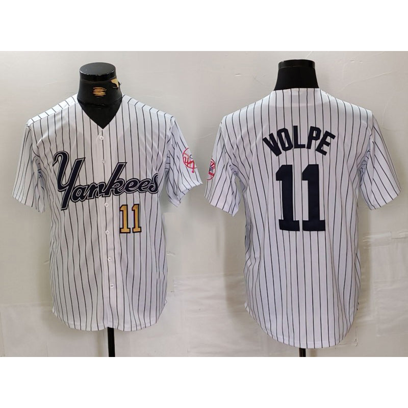 New York Yankees #11 Anthony Volpe White BUTLER Pinstripe Fashion Cool Base Jerseys