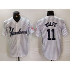 New York Yankees #11 Anthony Volpe White BUTLER Pinstripe Fashion Cool Base Jersey 2
