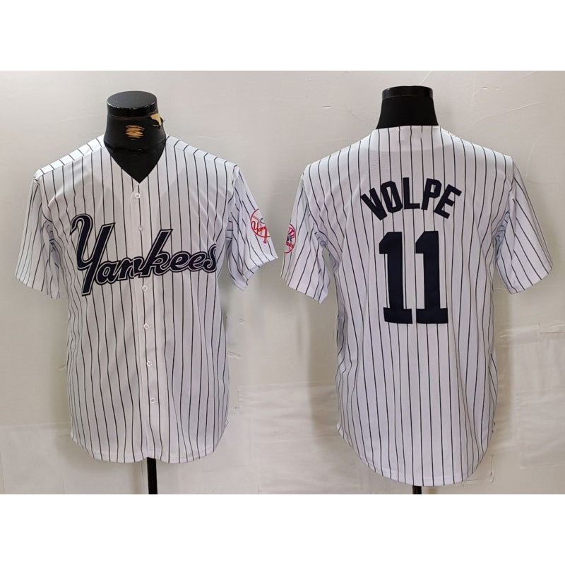 New York Yankees #11 Anthony Volpe White BUTLER Pinstripe Fashion Cool Base Jersey 2