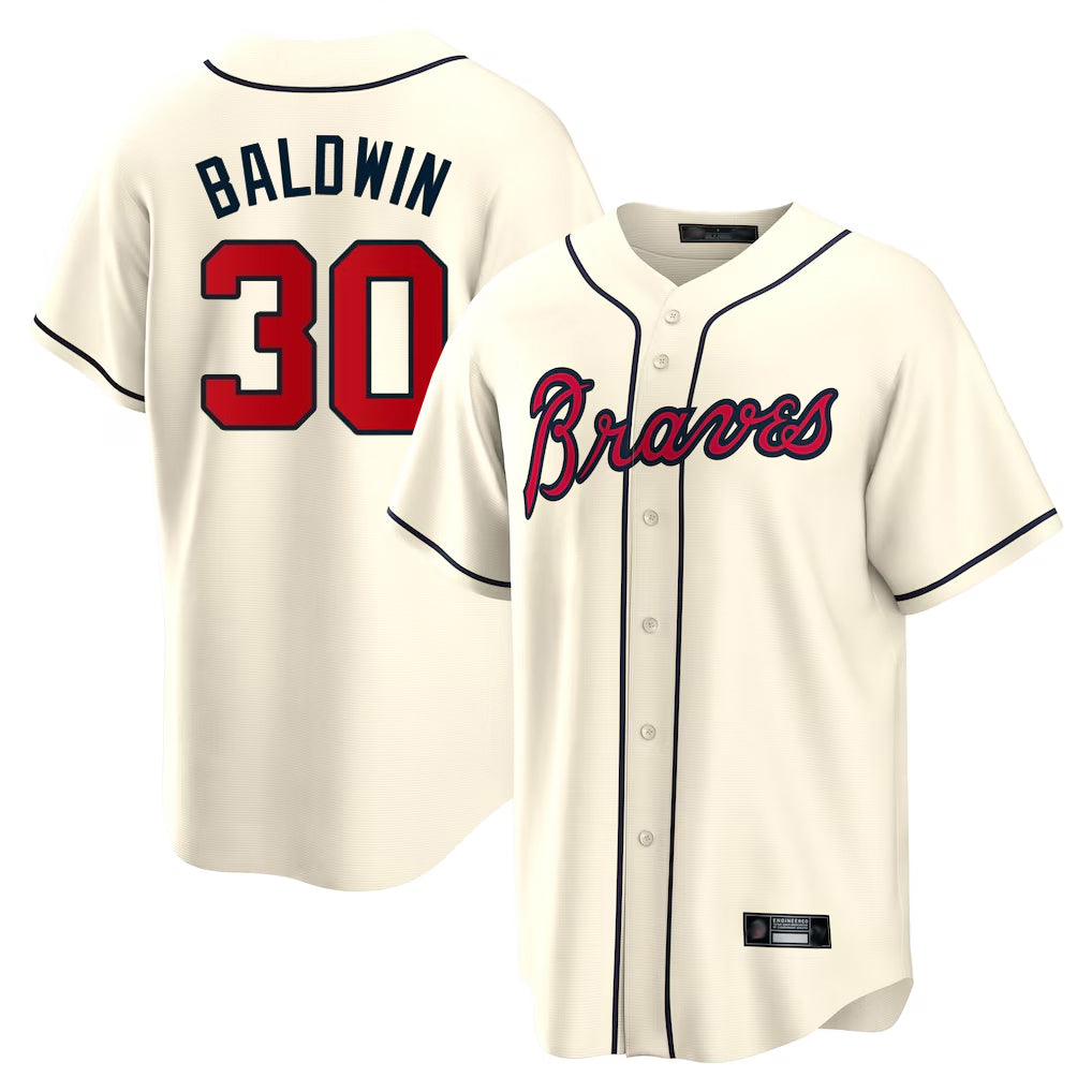 Atlanta Braves #30 Drake Baldwin Player Cream BUTLER Home Game Stitched Jerseys