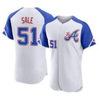 Atlanta Braves #51 Chris Sale Player White BUTLER City Connect Limited Elite Home Game Stitched Jerseys