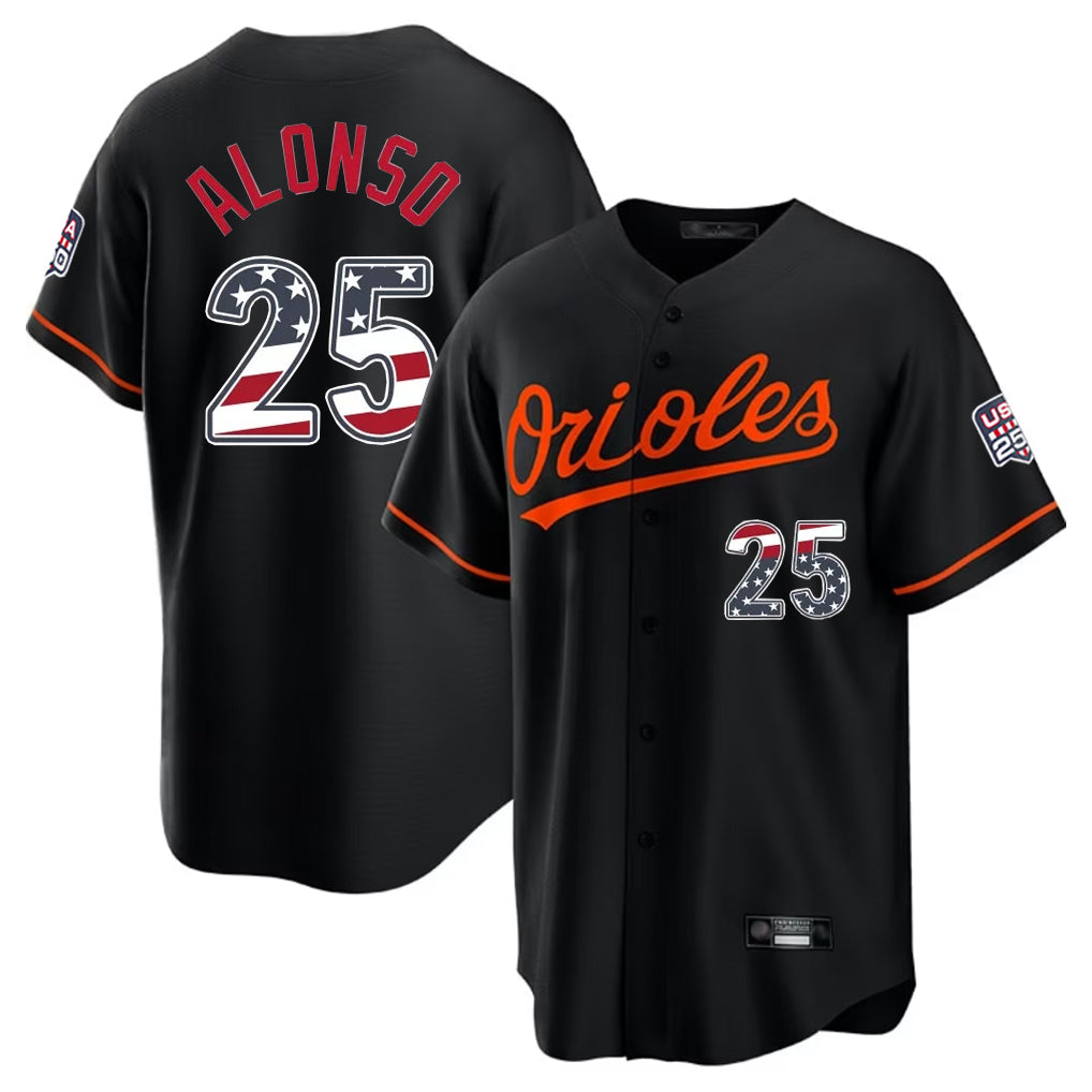 Baltimore Orioles #25 Pete Alonso Player Black BUTLER USA 250 Fourth of July Home Game Stitched Jerseys