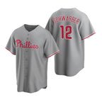 Philadelphia Phillies #12 Kyle Schwarber Gray BUTLER Cool Base Stitched Jersey