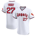 Los Angeles Angels #27 Mike Trout White BUTLER Alternate 2 Elite Jersey
