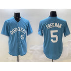 Los Angeles Dodgers #5 Freddie Freeman Light Blue BUTLER Limited Stitched Jersey