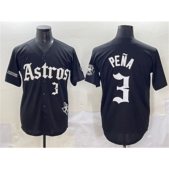 Houston Astros #3 Jeremy Pena Black BUTLER Gothic 'Houston Born Barrio Raised' Limited Stitched Jersey