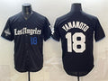 Los Angeles Dodgers #18 Yoshinobu Yamamoto Black BUTLER 2025 World Series Champions Patch 'Gothic Edition' Vapor Premier Limited Stitched Jersey