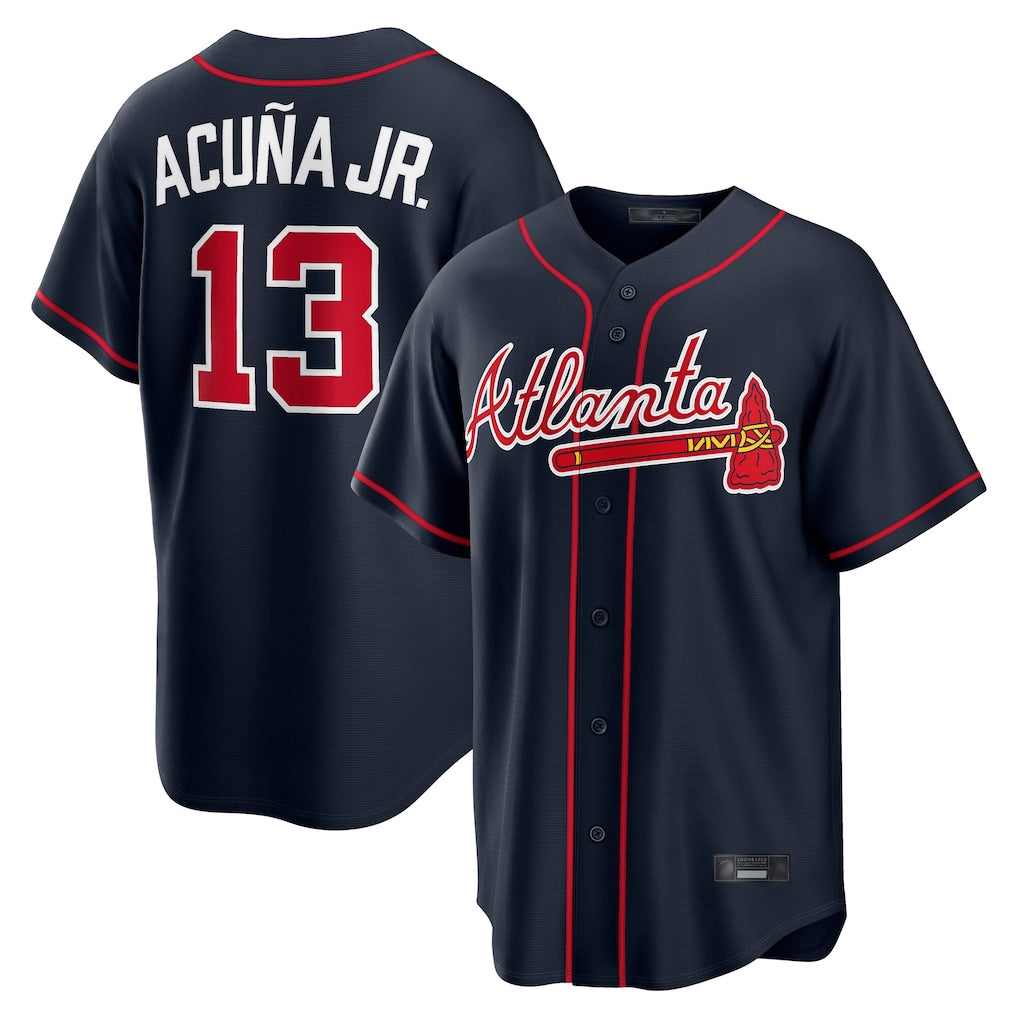 Atlanta Braves #13 Ronald Acuna Jr Player Navy BUTLER Home Game Stitched Jerseys
