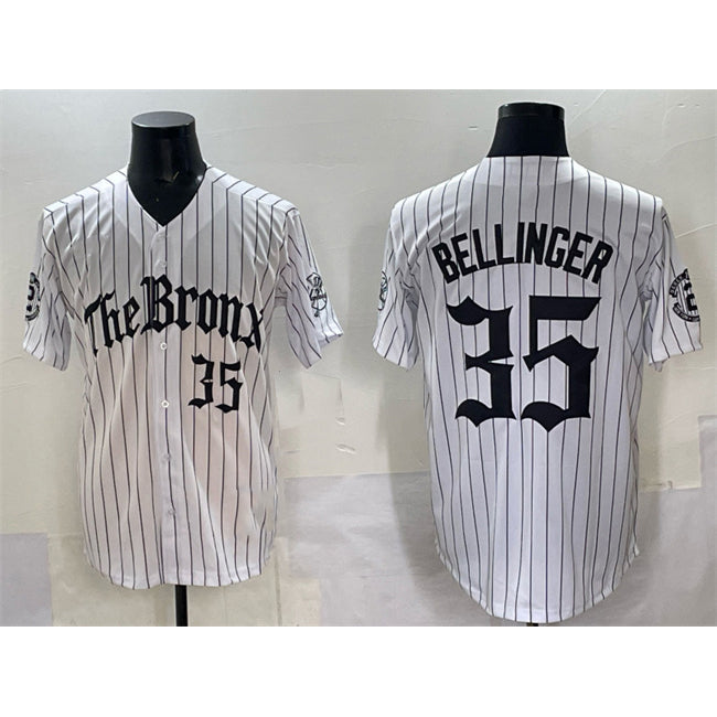 New York Yankees #35 Cody Bellinger White BUTLER Pinstripe 'Gothic Legacy Edition' Vapor Premier Limited Stitched Jersey
