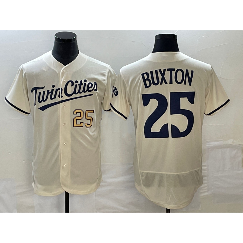 Minnesota Twins #25 Byron Buxton Number 2023 Cream BUTLER Flex Base Stitched Jersey