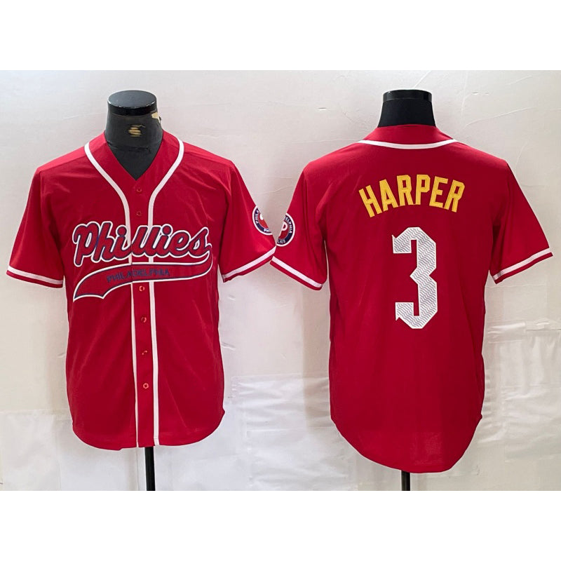 Philadelphia Phillies #3 Bryce Harper Red BUTLER Cool Base Stitched Jersey