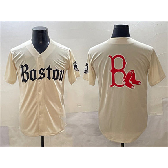 Boston Red Sox Team Big Logo Cream BUTLER Gothic Vapor Limited Stitched Jersey