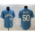 Los Angeles Dodgers #50 Mookie Betts Light Blue BUTLER Limited Stitched Jersey