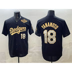 Los Angeles Dodgers #18 Yoshinobu Yamamoto Black Gold BUTLER 2025 World Series Patch Limited Stitched Jersey