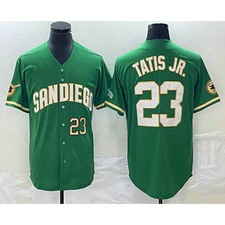 San Diego Padres #23 Fernando Tatis Jr Number Green BUTLER Cool Base Stitched Jersey