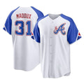 Atlanta Braves #31 Greg Maddux Player White BUTLER City Connect Home Game Stitched Jerseys