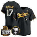 Los Angeles Dodgers #17 Shohei Ohtani Black Gold BUTLER 2024 World Series Vin & Kobe Patch Limited Stitched Jersey