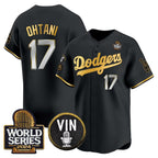 Los Angeles Dodgers #17 Shohei Ohtani Black Gold BUTLER 2024 World Series Vin & Kobe Patch Limited Stitched Jersey
