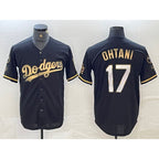 Los Angeles Dodgers #17 Shohei Ohtani Black Gold BUTLER Stitched Cool Base Jerseys