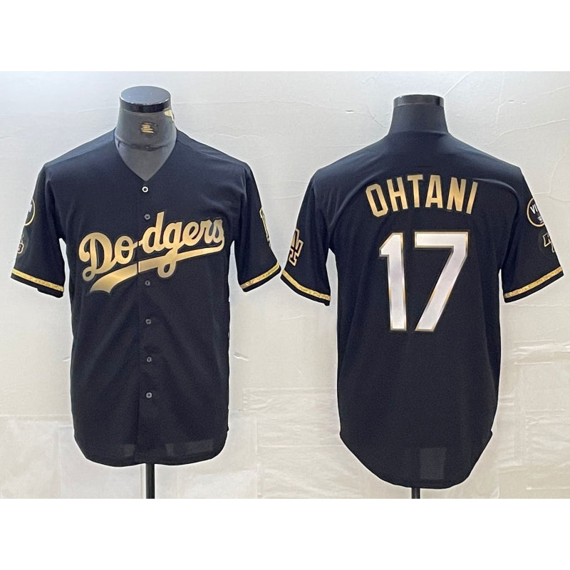 Los Angeles Dodgers #17 Shohei Ohtani Black Gold BUTLER Stitched Cool Base Jerseys