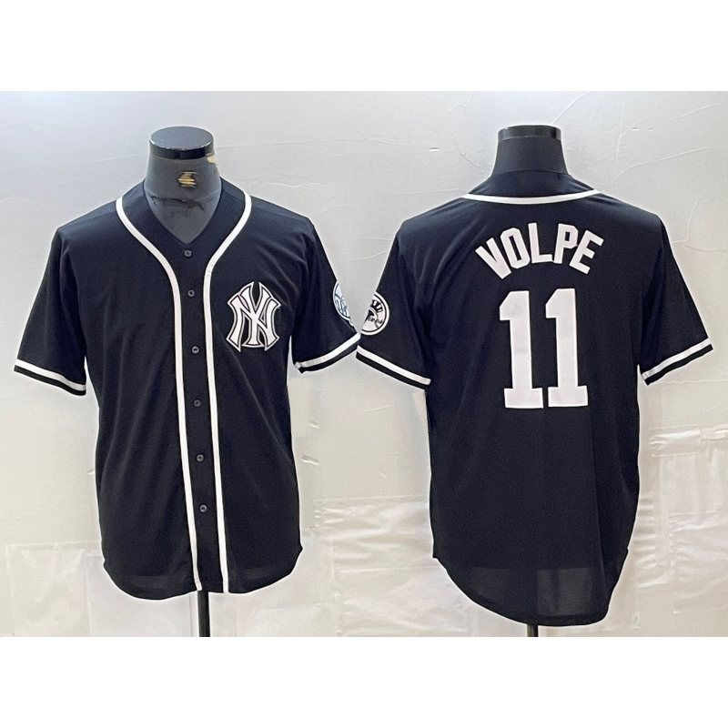 New York Yankees #11 Anthony Volpe Black White BUTLER Cool Base Stitched Jersey