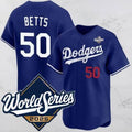 Los Angeles Dodgers #50 Mookie Betts Blue BUTLER 2025 World Series Vapor Limited Stitched Jersey