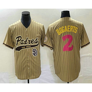 San Diego Padres #2 Xander Bogaerts Tan BUTLER Pinstripe 2023 City Connect Cool Base Stitched Jersey 2