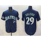 Seattle Mariners #29 Cal Raleigh Navy BUTLER With 2025 AL West Division Champions Patch Limited Stitched jersey