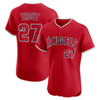 Los Angeles Angels #27 Mike Trout Red BUTLER Alternate Elite Jersey