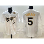 Los Angeles Dodgers #5 Freddie Freeman White Gold BUTLER 2025 World Series Limited Stitched Jersey