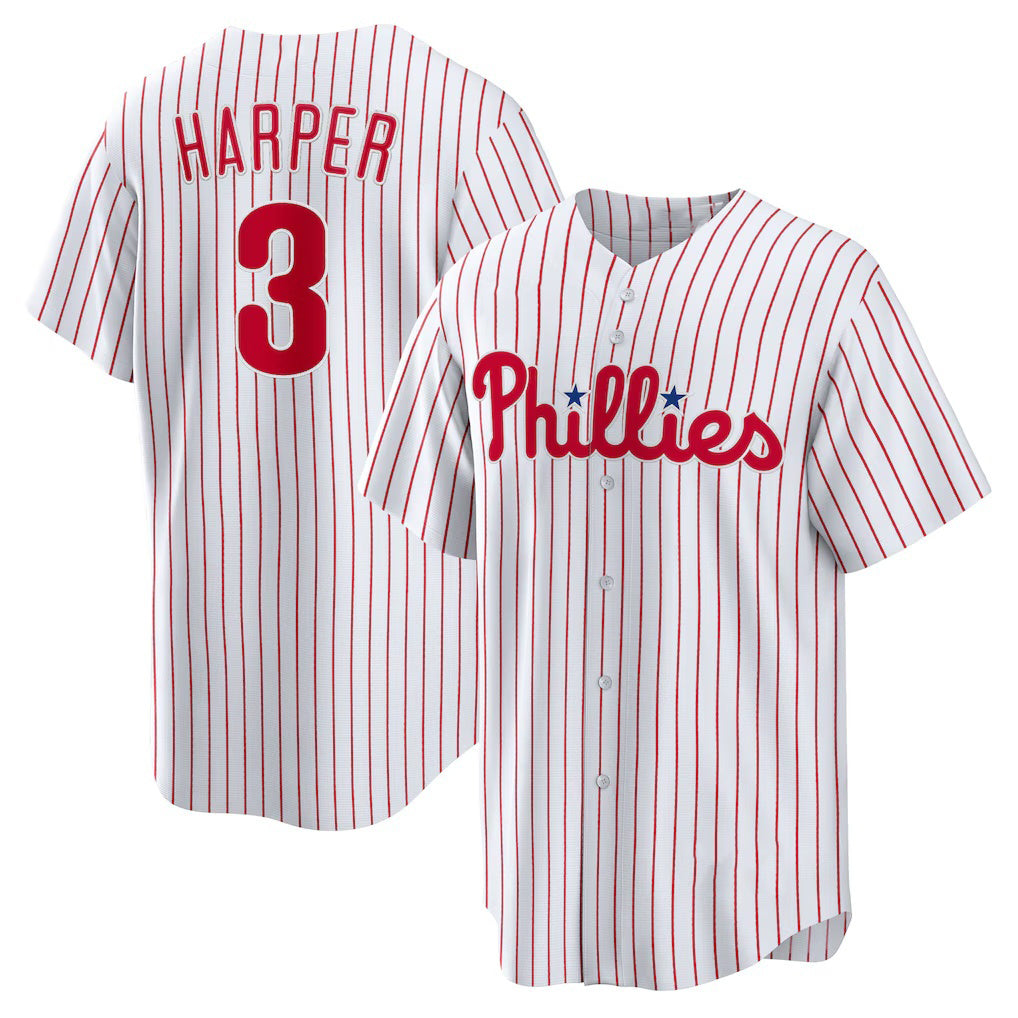 Philadelphia Phillies #3 Bryce Harper White BUTLER Home Replica Player Name Jersey