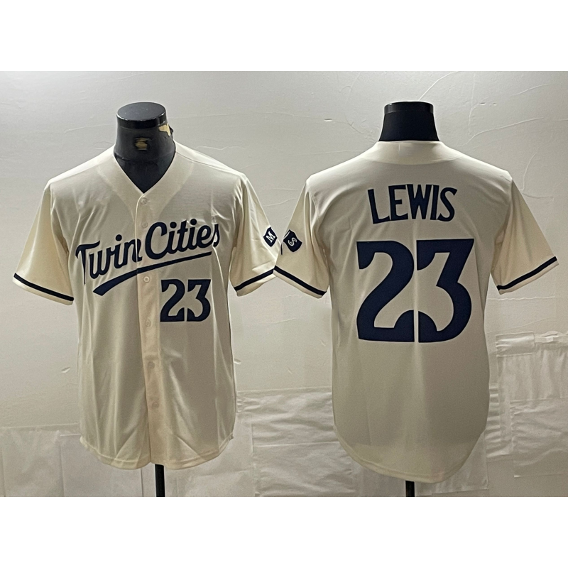 Minnesota Twins #23 Royce Lewis Number Cream BUTLER Cool Base Stitched Jersey 2